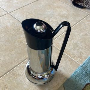 Vtg Studio Nova Japan Mid Century Mod Chrome  & Black Vacuum Carafe Thermos
